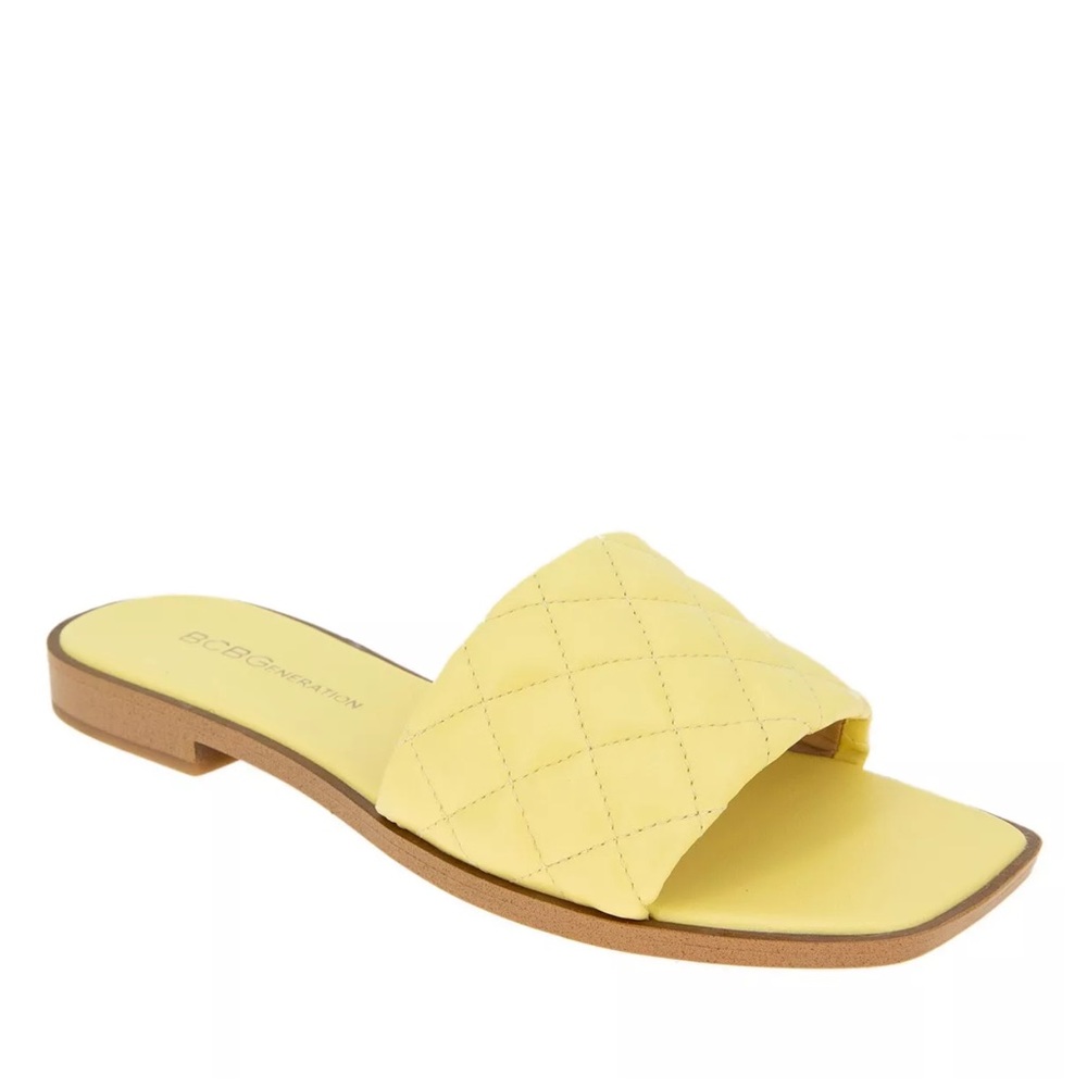 BCB Generation Pale Yellow Laila Slide Sandal With Diamond Quilted Strap NWT - Picture 5 of 12